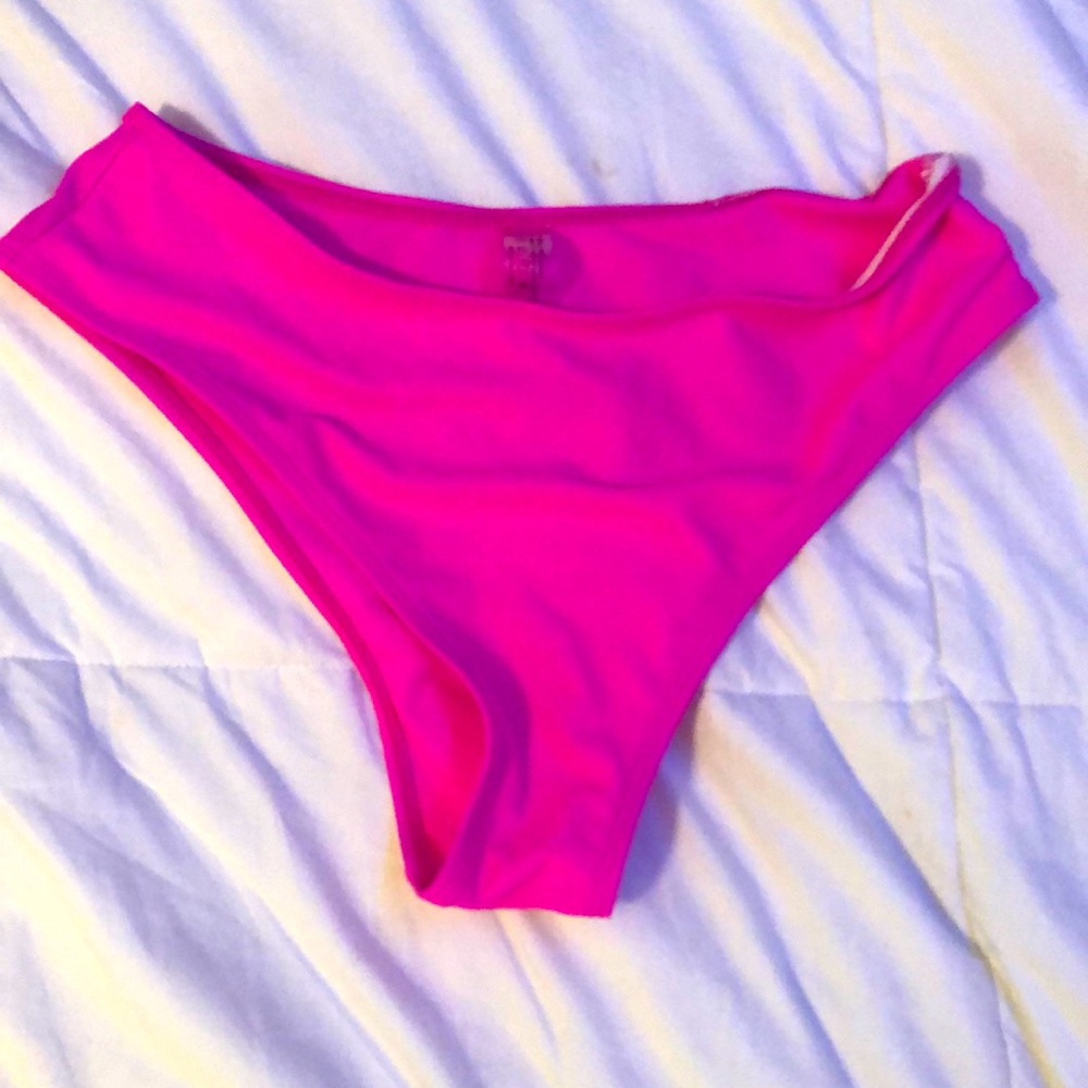 Cute hot pink high waisted bikini bottoms